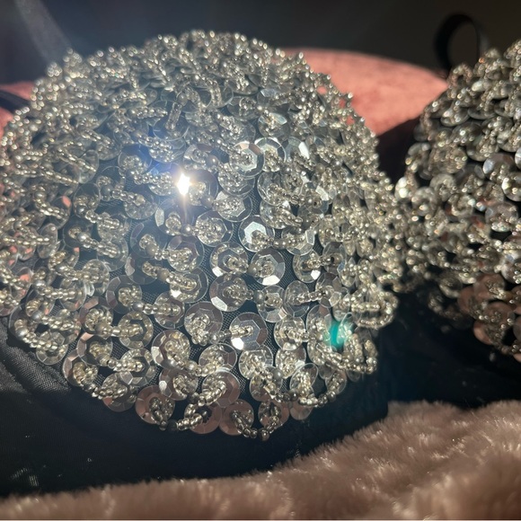 Embellished sequined bustier bra top size m - Picture 2 of 4